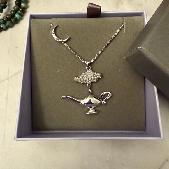 SOLD Disney Couture Silver Aladdin Lamp Necklace - Picture 10 of 12